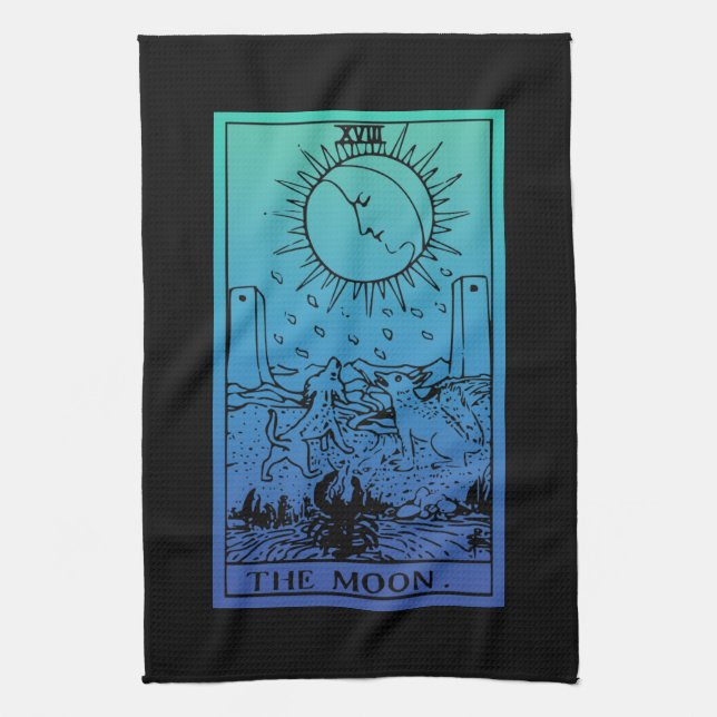 The Moon Tarot Card Gradient Kitchen Towel (Vertical)