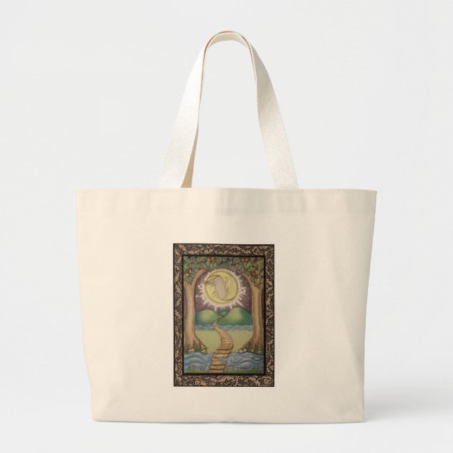 The Moon Tarot Card Large Tote Bag (Front)