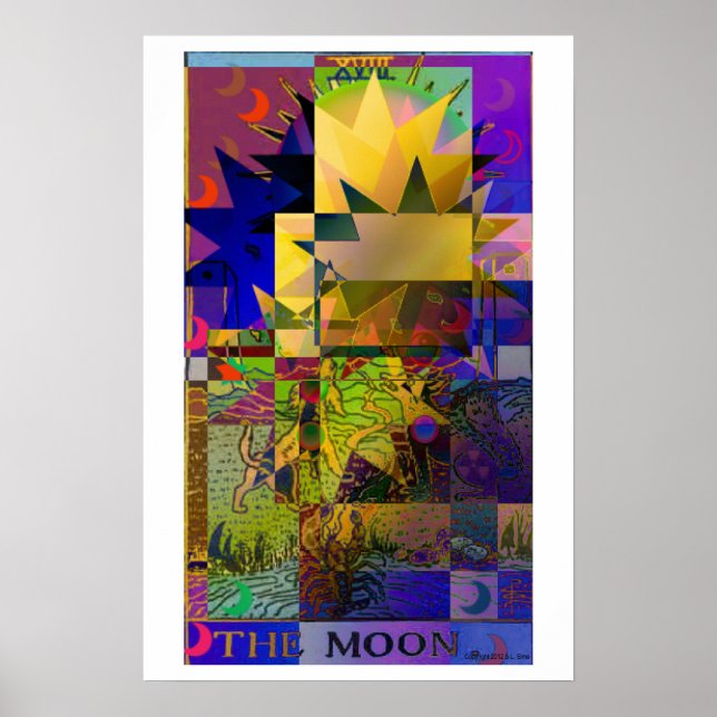 The Moon Tarot Card Psychedelic Poster (Front)