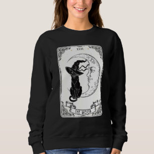 The Moon Tarot Card Spooky Black Cat Witch Crescen Sweatshirt