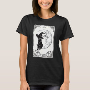The Moon Tarot Card Spooky Black Cat Witch Crescen T-Shirt