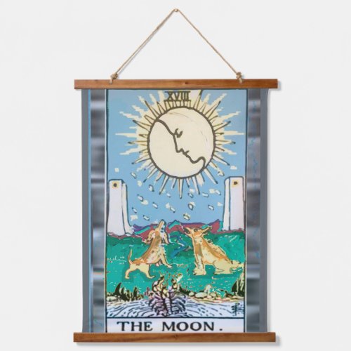 The Moon Tarot Card Wood Topped Wall Tapestry