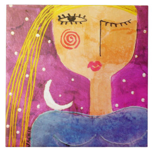 The Moon Told Me Abstract Art Ceramic Tile