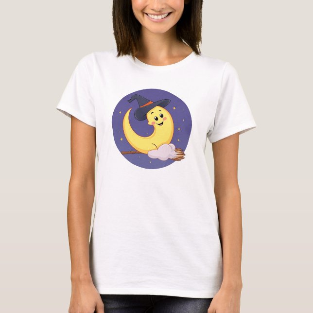 The moon wears witch hat T-Shirt (Front)