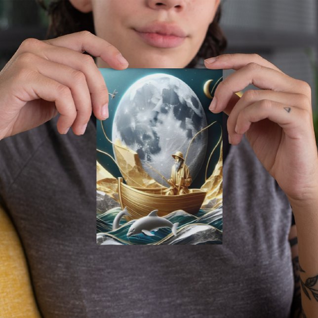 The Moonlit Fisherman's Dream Postcard (Creator Uploaded)
