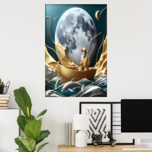 The Moonlit Fishermans Dream Poster