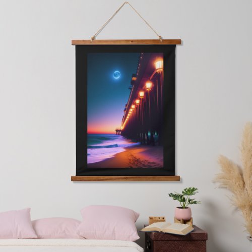 The Moonlit Pier  Hanging Tapestry