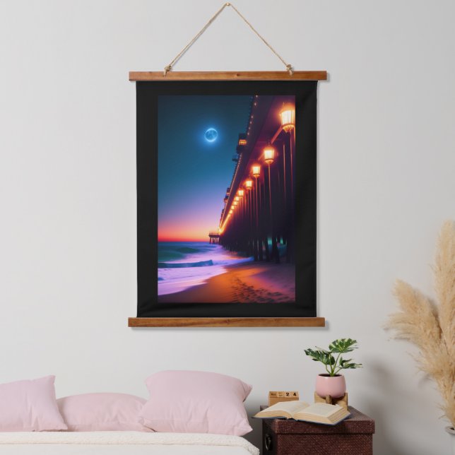 The Moonlit Pier  Hanging Tapestry (Bedroom)