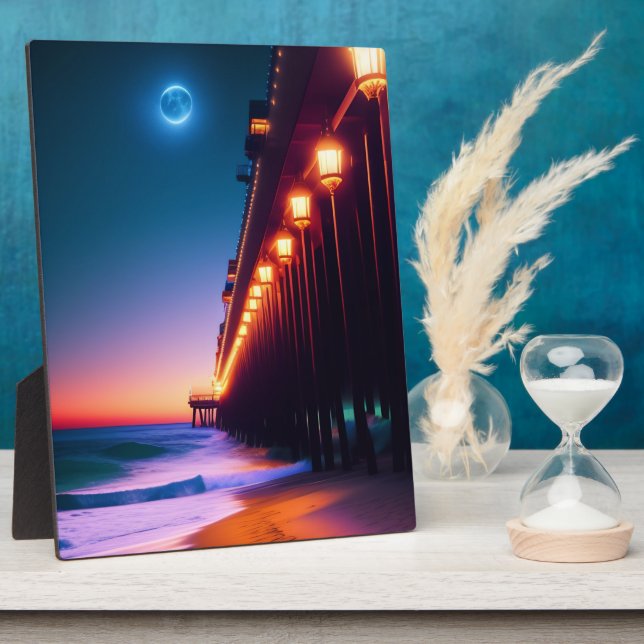 The Moonlit Pier Tabletop Plaque (Side)