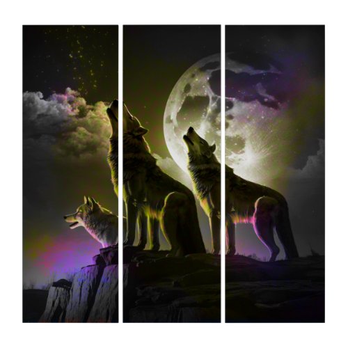 The Moonlit Sonata of Wolves Triptych