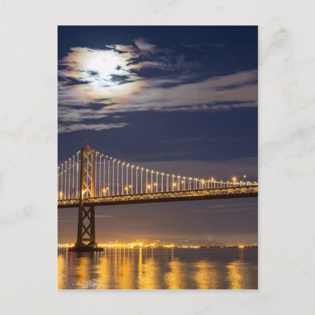 The moonrise tonight over the Bay Bridge Postcard (Front)