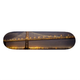 The moonrise tonight over the Bay Bridge Skateboard Deck