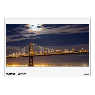 The moonrise tonight over the Bay Bridge Wall Decal