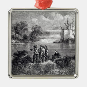 The Moravians Ascending the Delaware Metal Ornament