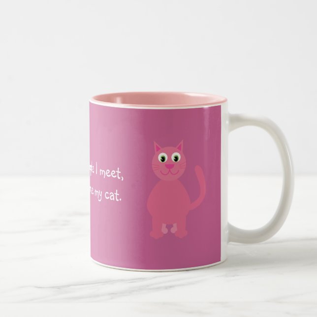 The More I Love My Cat Customizable Charity Pink Two-Tone Coffee Mug (Right)