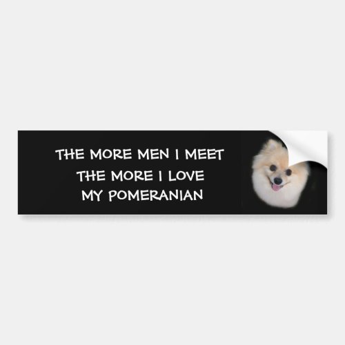 THE MORE MEN I MEET THE MORE I LOVE MY POMERANIAN BUMPER STICKER