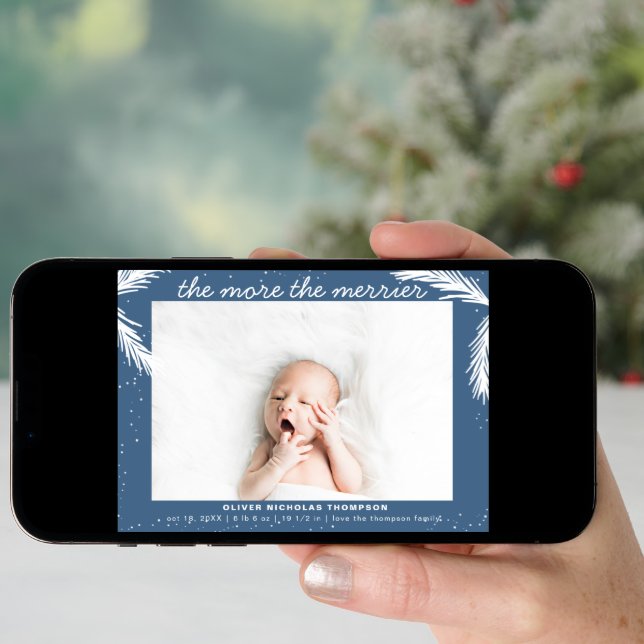 The More Merrier Christmas Boy Birth Announcement (Front Digital)