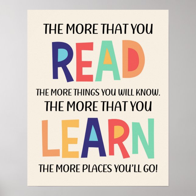 The More That You Read Kids Room Boho Poster (Front)