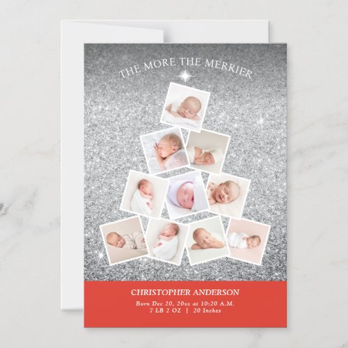 The More The Merrier 10 Photo Birth Announcement