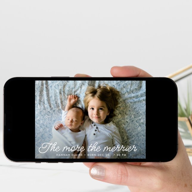 the more the merrier birth announcement card (Front Digital)