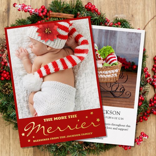 The More The Merrier Birth Foil Holiday Card