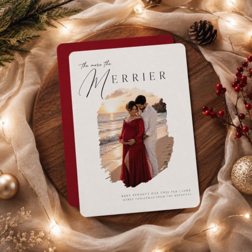The More The Merrier Brushstroke Christmas  Holiday Card