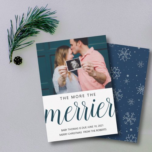 the more the merrier Christmas baby snowflakes Holiday Card