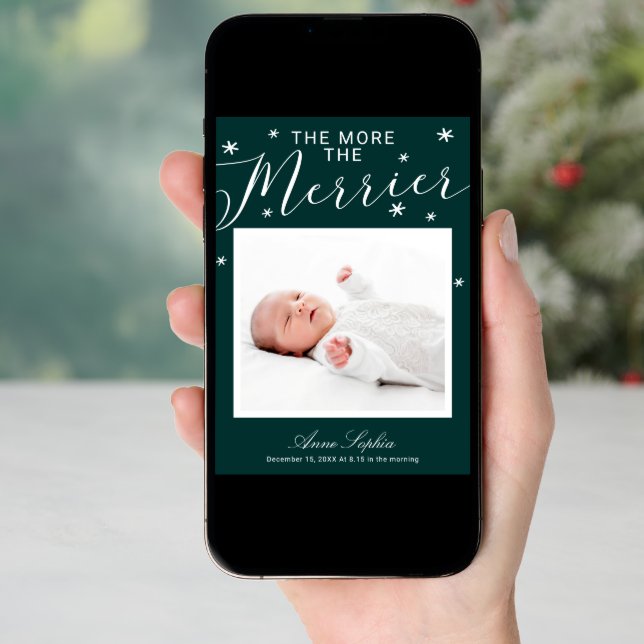 The More The Merrier Christmas Birth Announcement (Front Digital)
