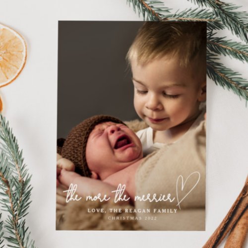 The More The Merrier Christmas Birth Photo Announcement