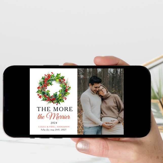 The More The Merrier Christmas Photo Pregnancy Announcement (Front Digital)
