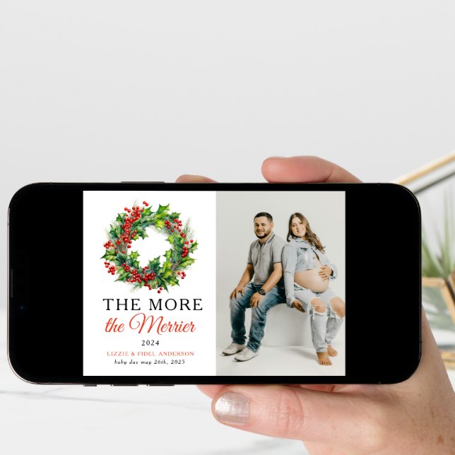 The More The Merrier Christmas Photo Pregnancy Announcement (Front Digital)