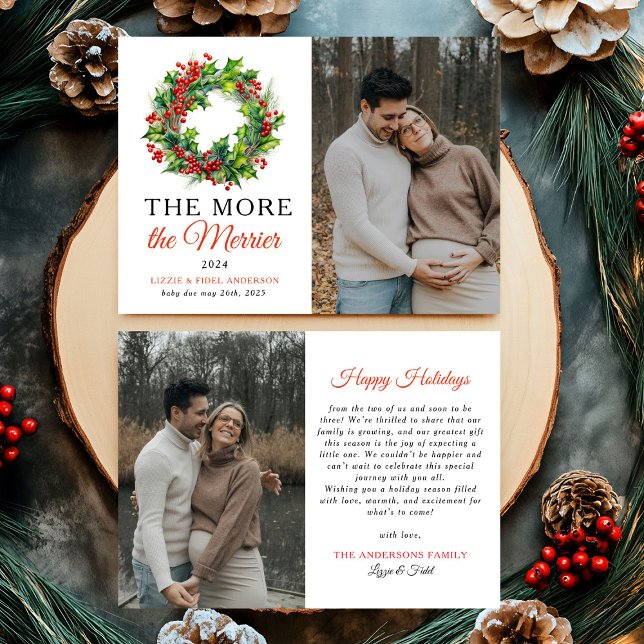 The More The Merrier Christmas Photo Pregnancy Announcement (Creator Uploaded)