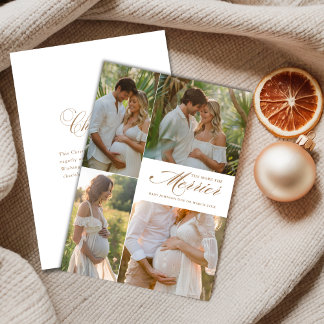 The More The merrier Gold Baby Photo Announcement