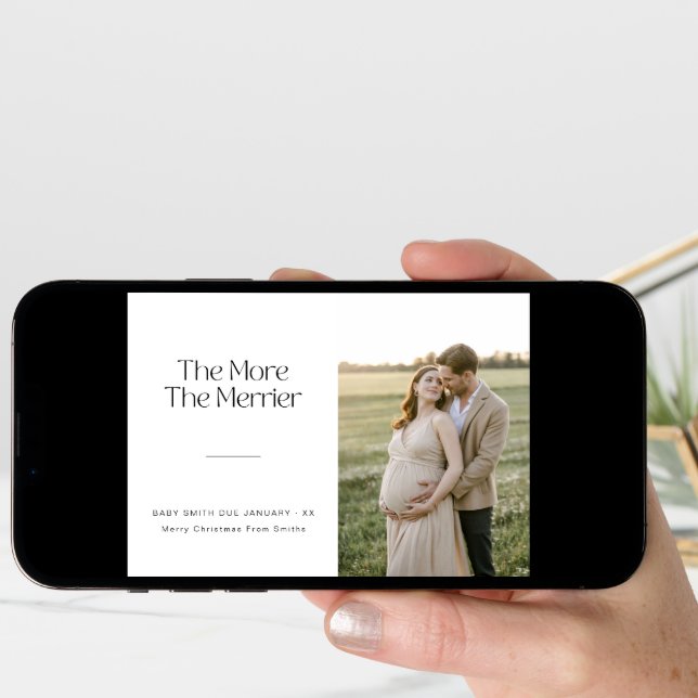 The More The Merrier Green Christmas Pregnancy Announcement (Front Digital)