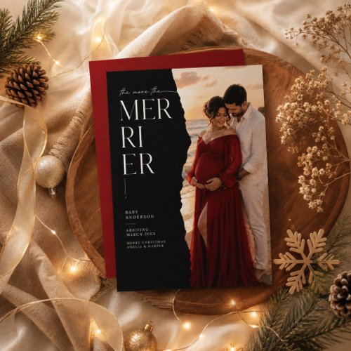 The More The Merrier Luxury Maternity Holiday Card