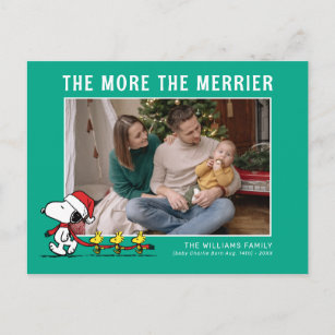 The More The Merrier   Peanuts Christmas New Baby Holiday Postcard