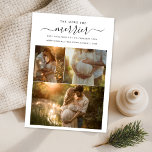 The More The Merrier Photo Pregnancy Announcement<br><div class="desc">Share your joyous news with this The More The Merrier Pregnancy Announcement. This simple,  elegant baby announcement card features a 3-photo collage,  perfect for a family Christmas pregnancy reveal. Celebrate with a modern,  festive photo holiday card that captures the excitement of expecting a new baby.</div>