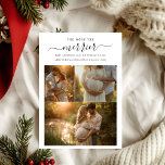 The More The Merrier Photo Pregnancy Announcement<br><div class="desc">Share your joyous news with this The More The Merrier Pregnancy Announcement. This simple,  elegant baby announcement card features a 3-photo collage,  perfect for a family Christmas pregnancy reveal. Celebrate with a modern,  festive photo holiday card that captures the excitement of expecting a new baby.</div>