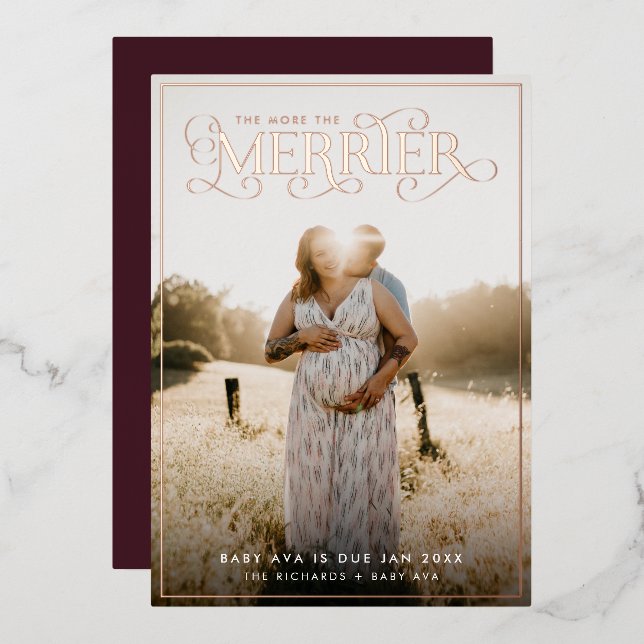 The More The Merrier Pregnancy Announcement Photo (Front/Back)