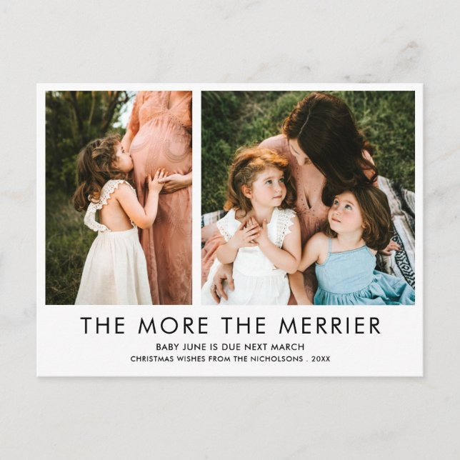 The More The Merrier | Pregnancy New Baby Photo  Postcard (Front)