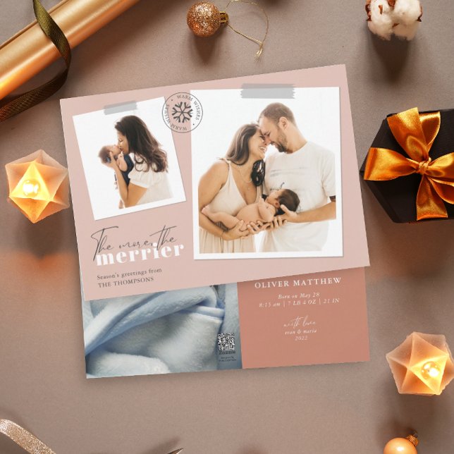 The More The Merrier Rust Birth Announcement Photo (Creator Uploaded)