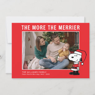 The More The Merrier   Snoopy Christmas New Baby Holiday Card