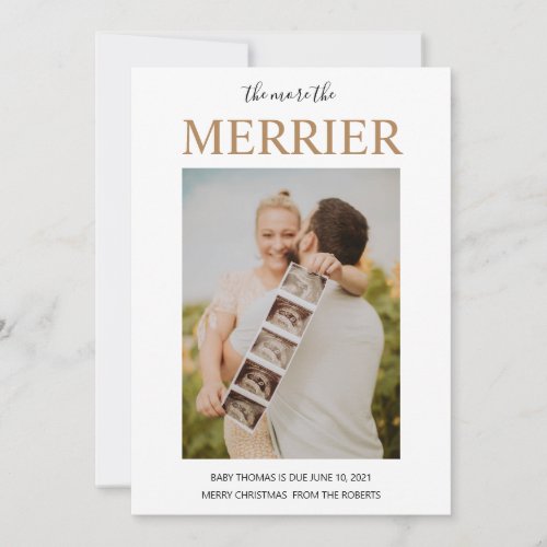 the more the merrier Xmas baby boho minimalist Holiday Card
