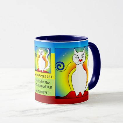 The Morning After Funny Mondrian Cat Mug