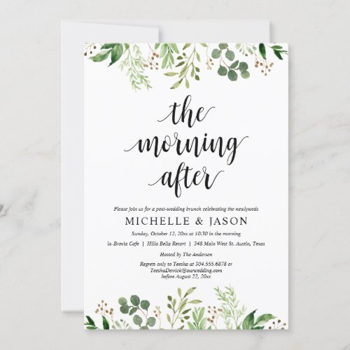 The Morning After Greenery Post Wedding Brunch In Invitation