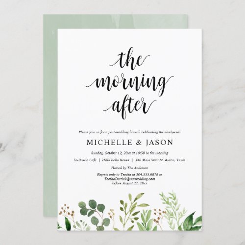 The Morning After Greenery Post Wedding Brunch Invitation