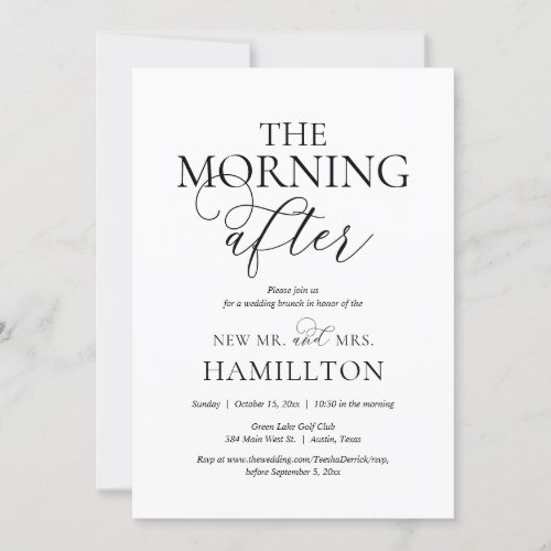 The Morning After Post wedding Brunch Celebration Invitation