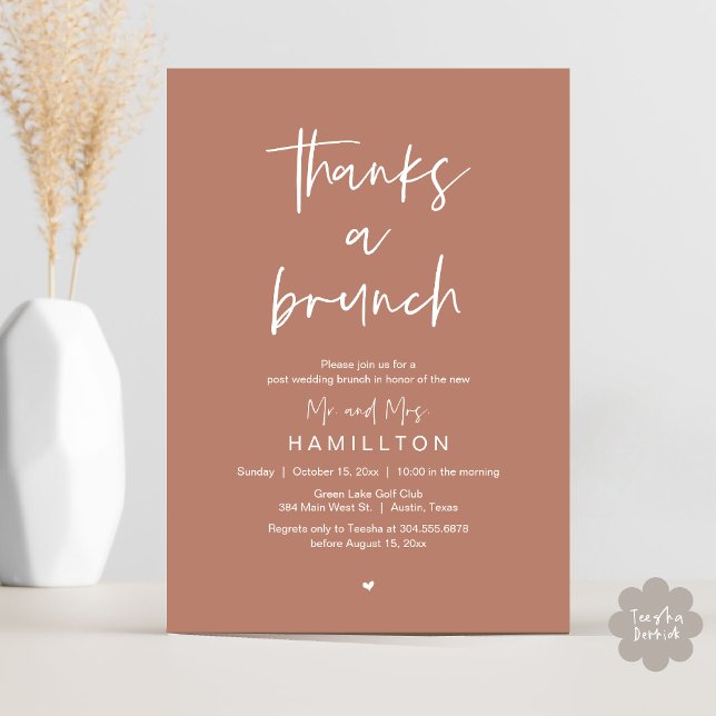 The Morning After, Post Wedding Brunch Invitation (Thanks a Brunch, The Morning After, Post Wedding Invitation Card  PDF Terracotta Earthy Brown)
