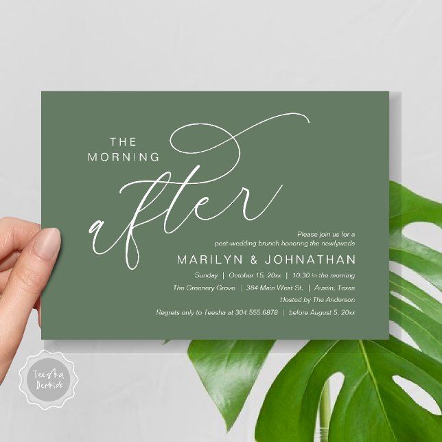 The Morning After, Post Wedding Brunch Thank You Invitation (The Morning After, Post Wedding Brunch Appreciate Thank You Invitation Card PDF Sage Green)