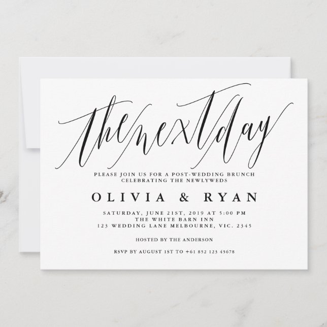 The morning after postwedding brunch invitation (Front)